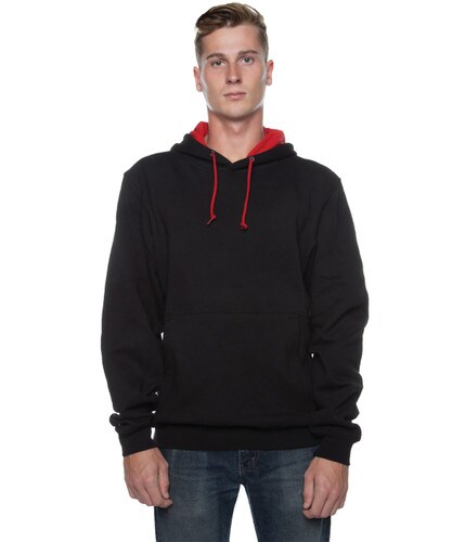 Contrast Hoodie Black Red